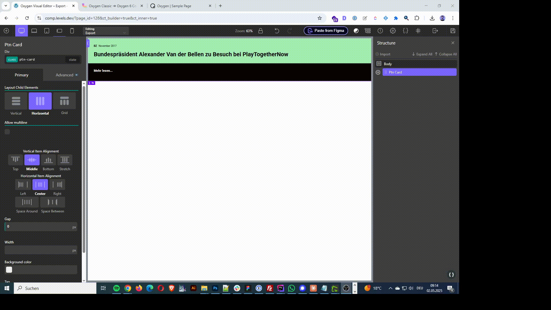 Gif of workflow Export in Oxygen Classic, use Converter, Paste in Oxygen 6